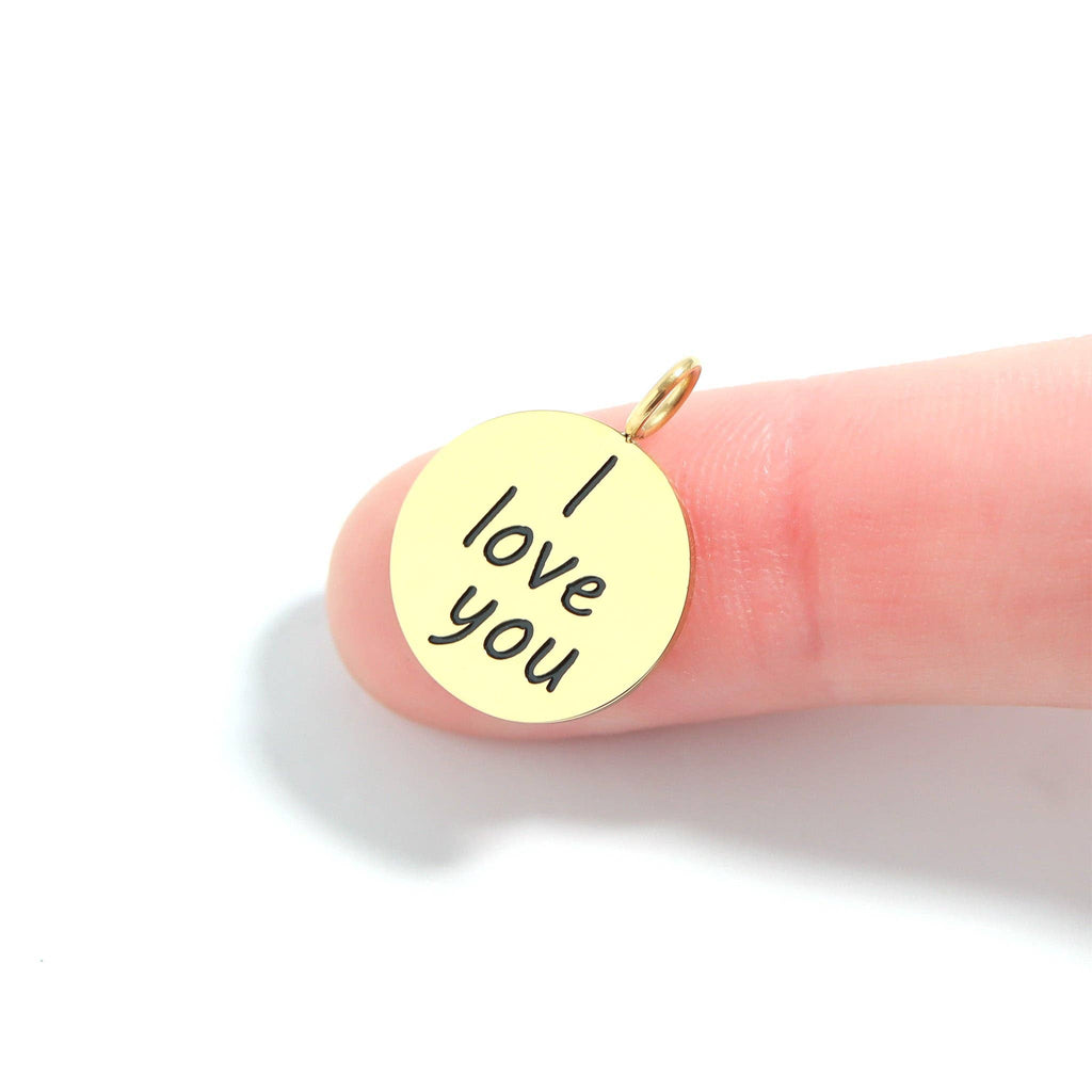 18K Gold PVD Stainless Steel I Love You Language Charm / PDL0260: Stainless / English