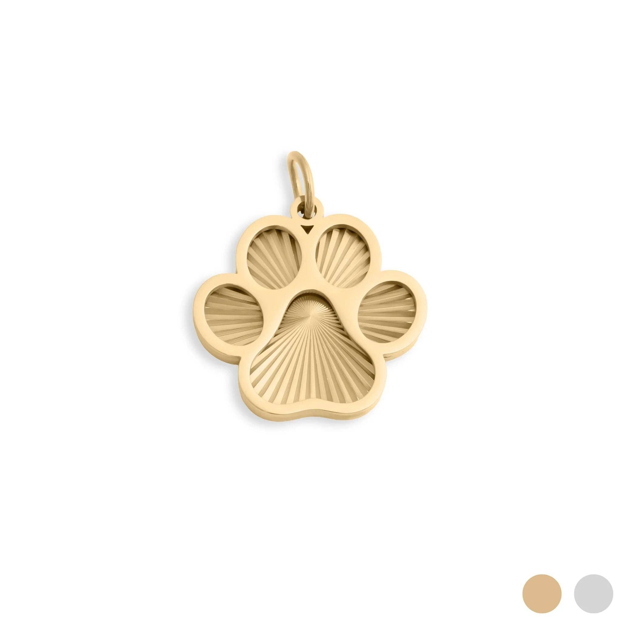 18K Gold PVD Stainless Steel Paw Print Charm: Gold