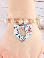 Light Blue Floral Georgia Bracelet, Copper: Mix Pattern / One Size