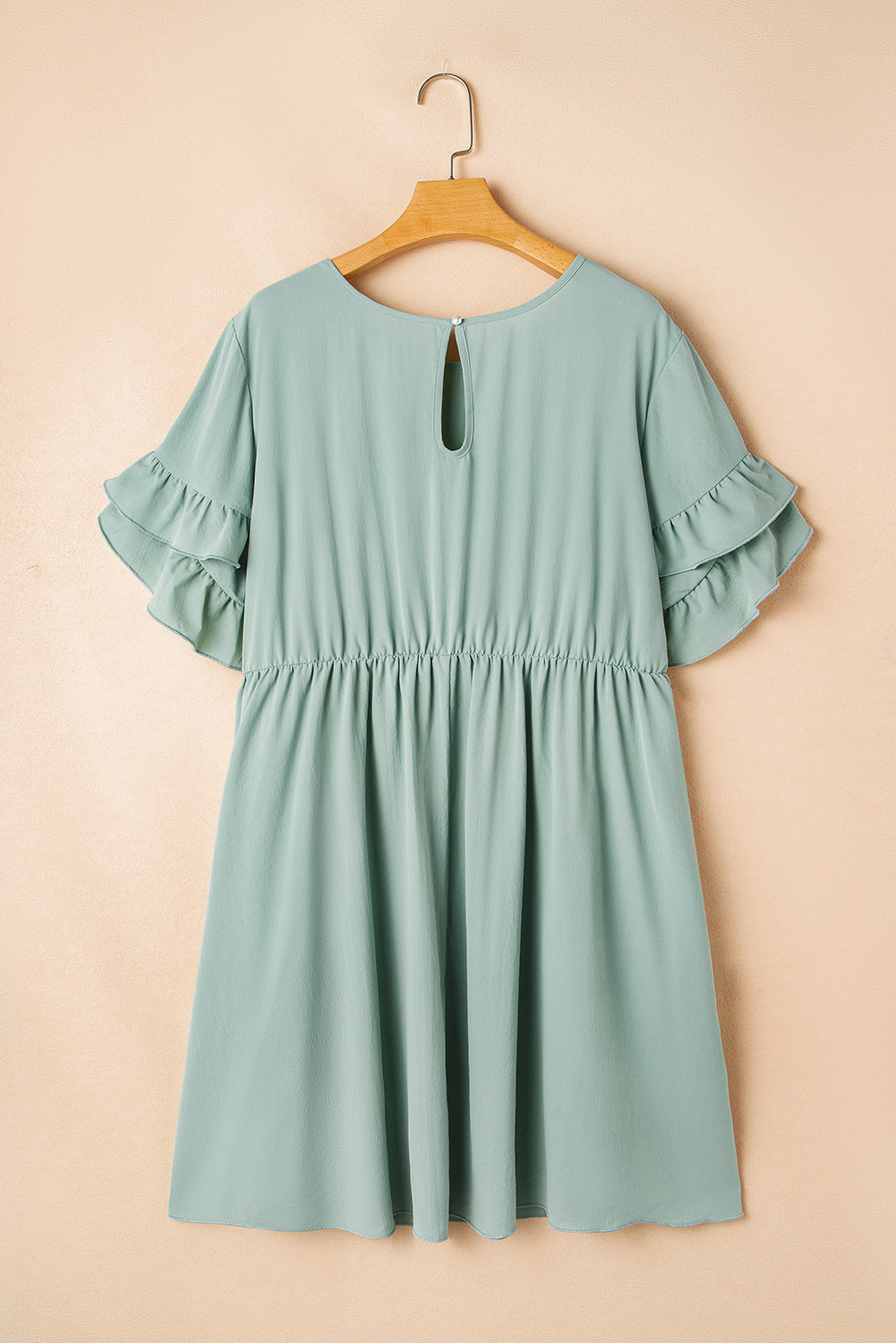 Grass Green Ruffle Flared Mini Dress