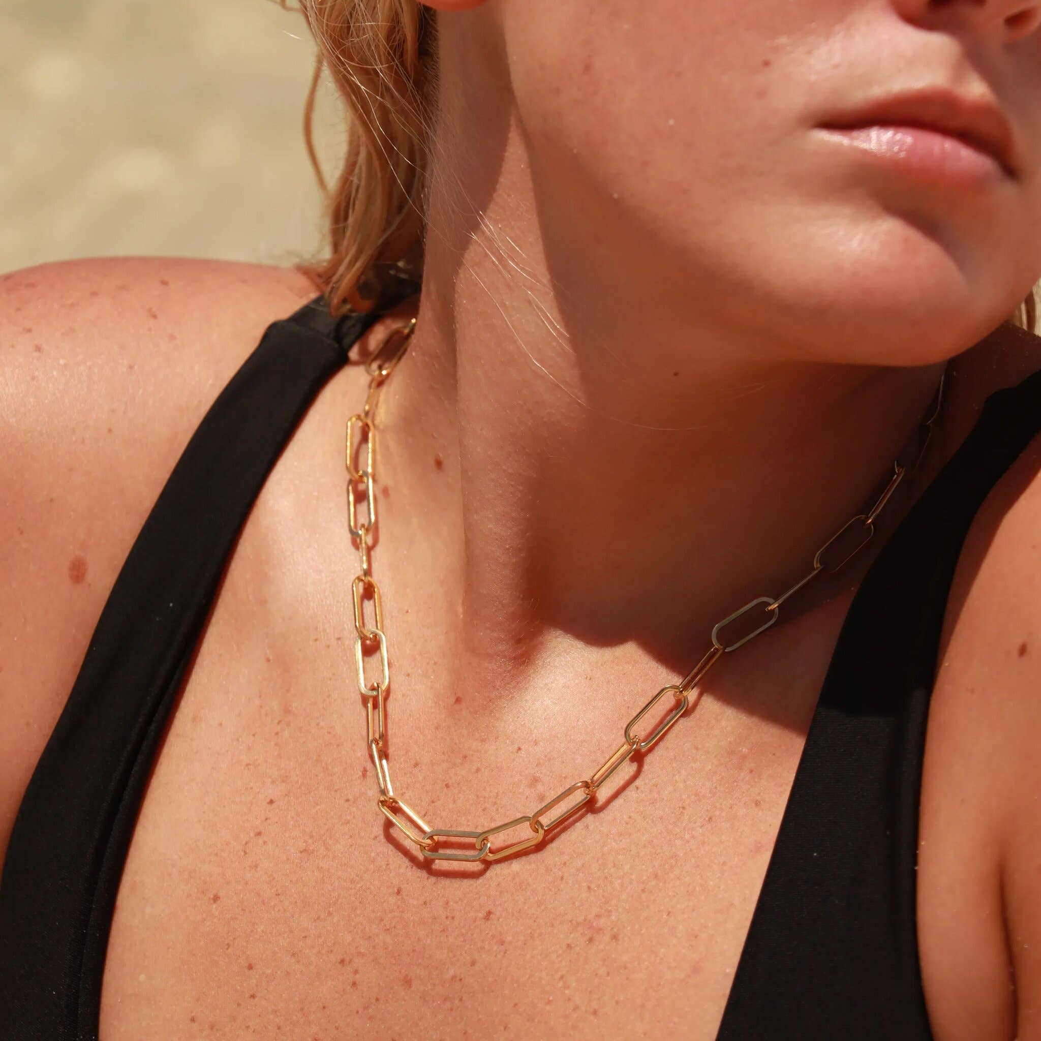18K Gold Paperclip Chain Necklace: 18+02" / 2.5mm