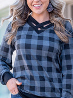 Don't Cross Me Sweatshirt, Grey Plaid: Mix Pattern / Medium