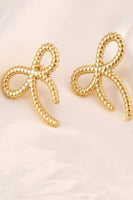 18K STAINLESS STEEL TARNISH FREE BOW STUD EARRINGS | 40E328: Gold