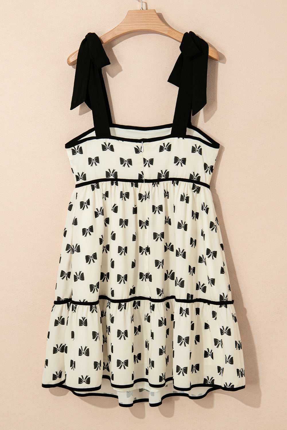 White Bow Knotted Shoulder Mini Dress