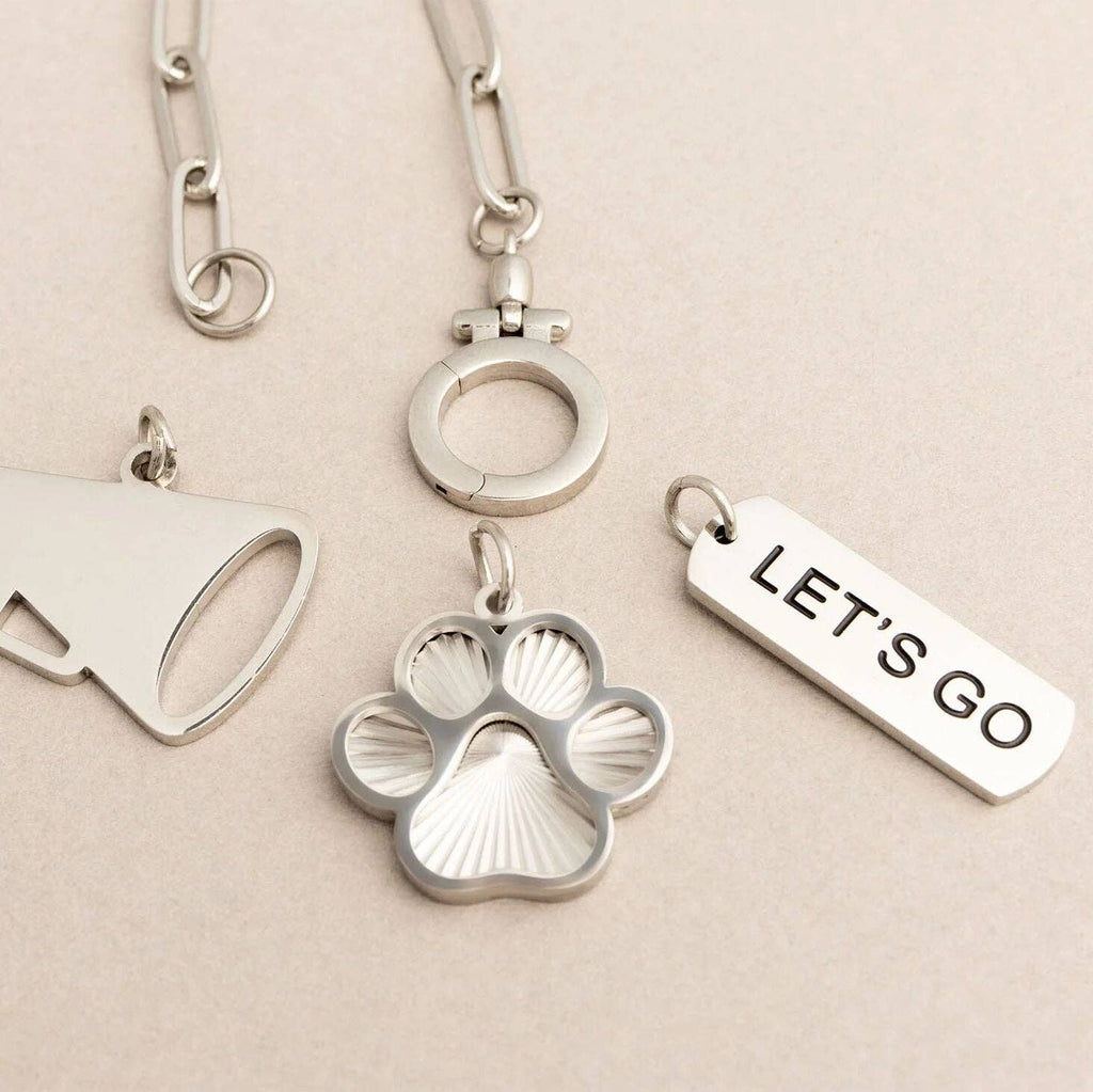 18K Gold PVD Stainless Steel Paw Print Charm: Gold
