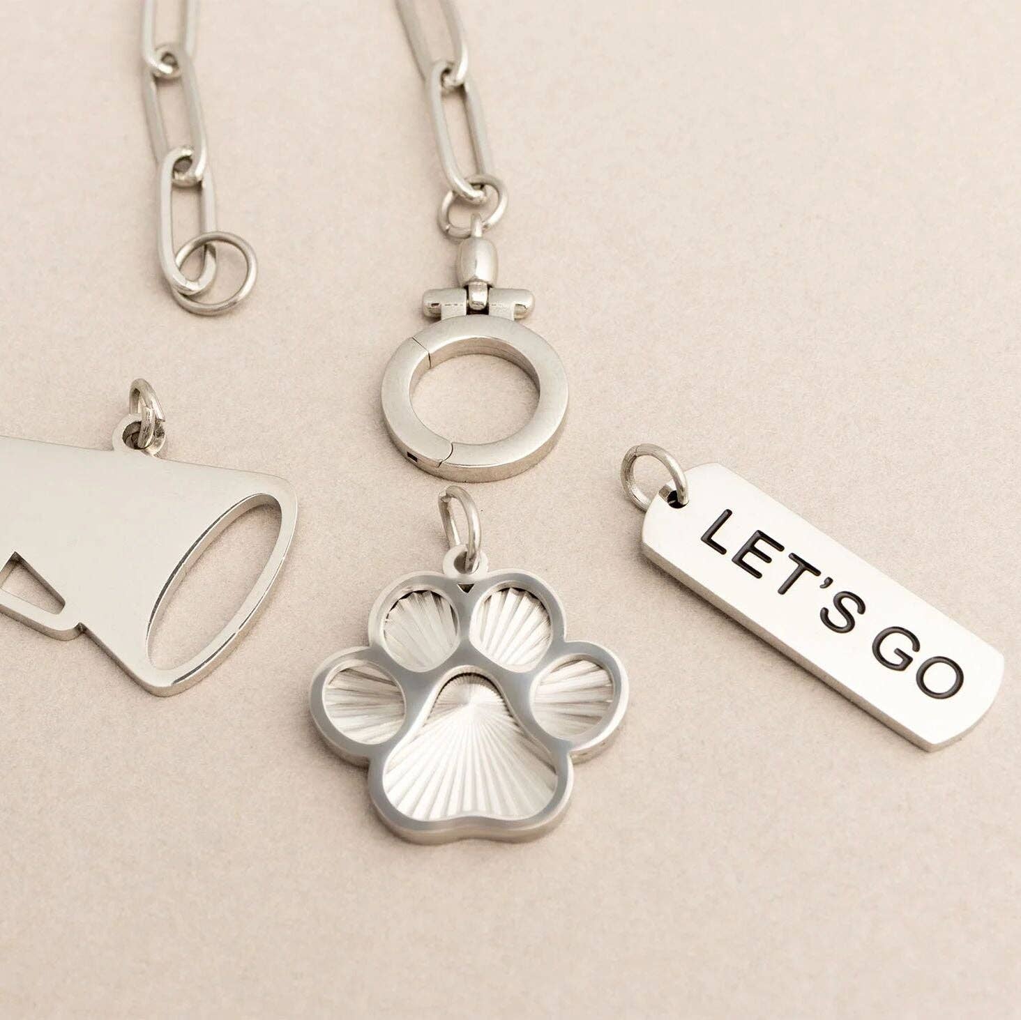 18K Gold PVD Stainless Steel Paw Print Charm: Gold