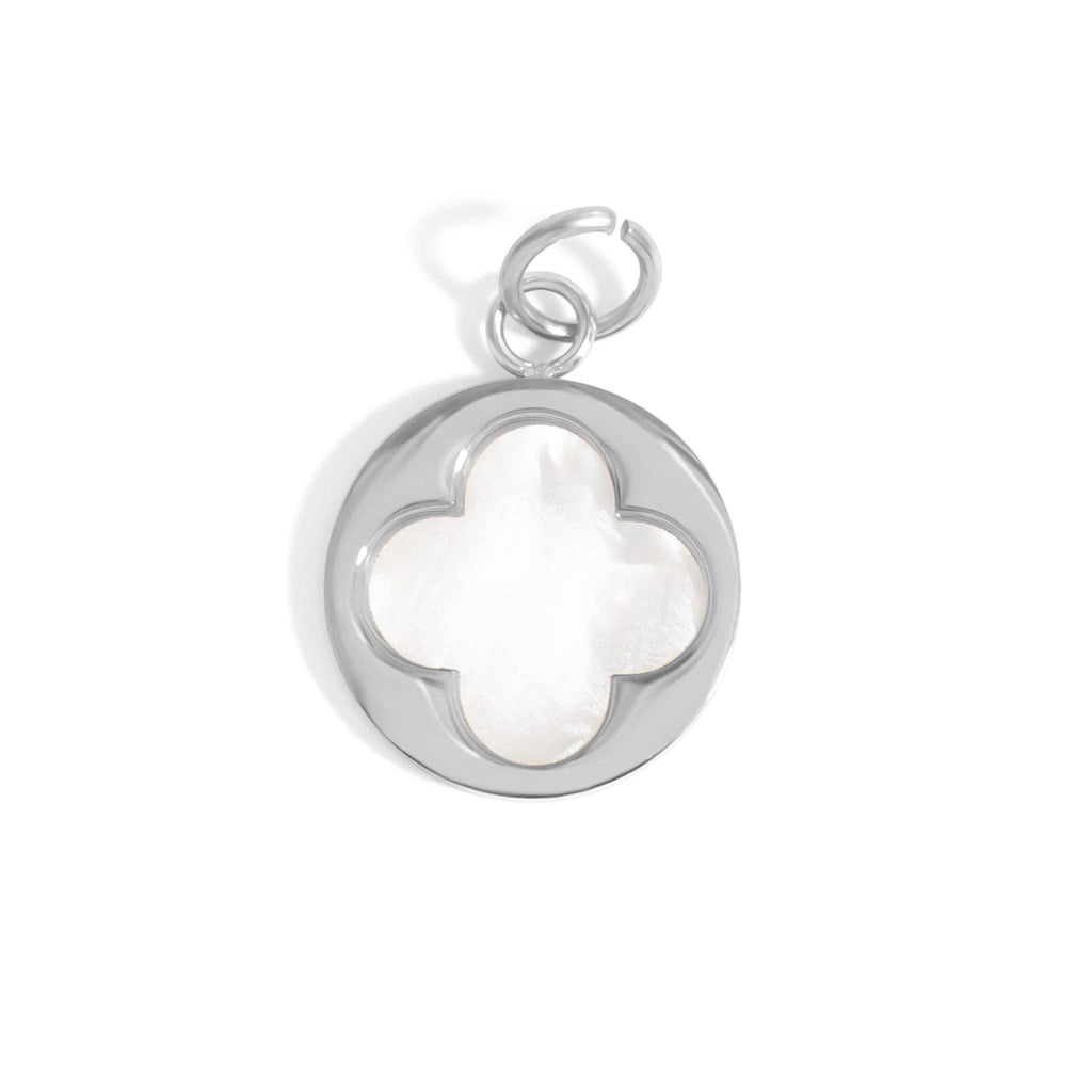18K Gold PVD Stainless Steel Mother Of Pearl Floral Charm: Gold
