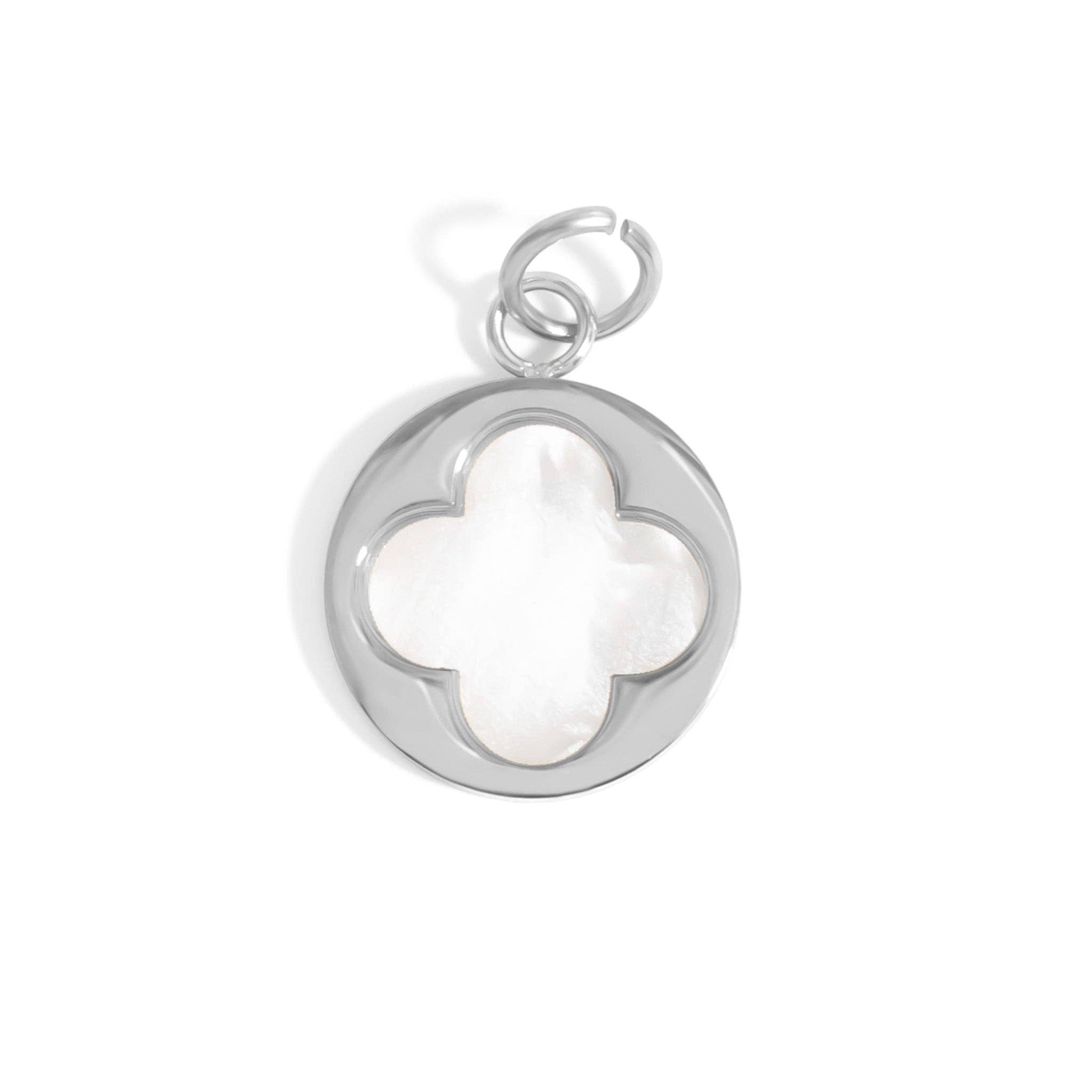 18K Gold PVD Stainless Steel Mother Of Pearl Floral Charm: Gold