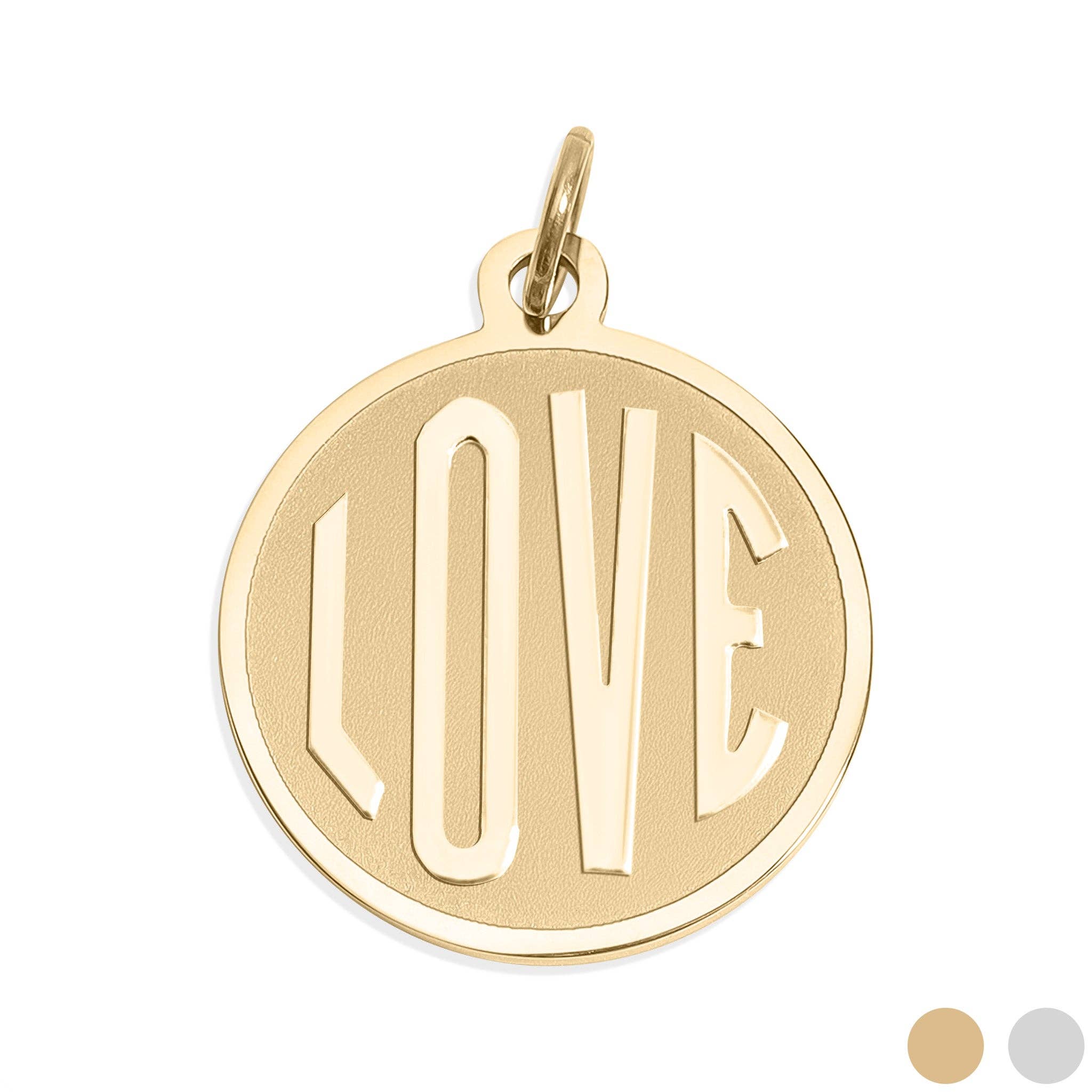 18K Gold PVD Stainless Steel Round Love Charm / PDL0254: Gold / 15mm