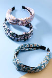 FLOWER PRINT KNOTTED HAIR BAND | 40HB243: TEAL