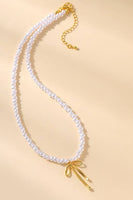 18K STAINLESS STEEL TARNISH FREE BOW NECKLACE | 40NK9416: GOLD