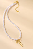 18K STAINLESS STEEL TARNISH FREE BOW NECKLACE | 40NK9416: GOLD