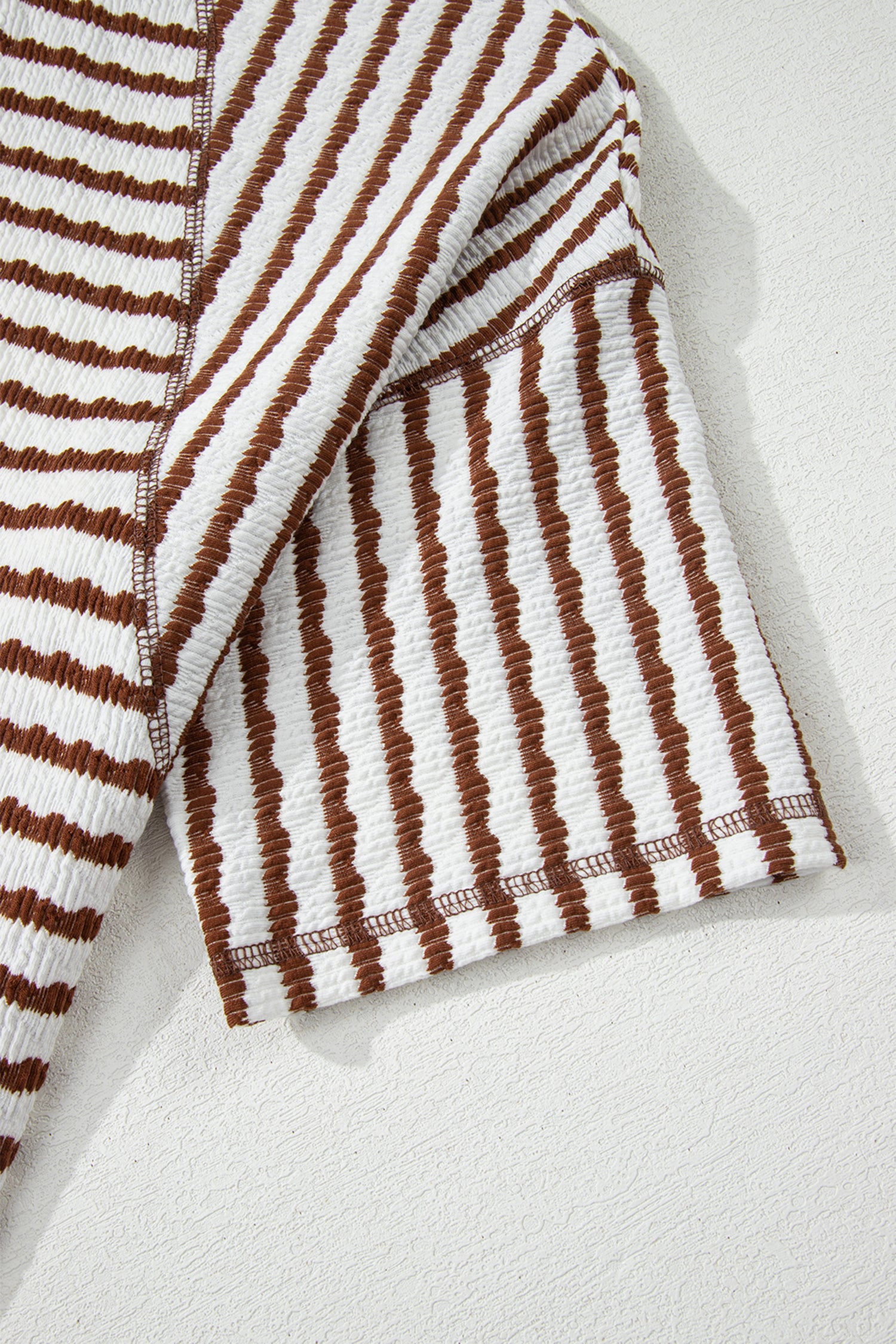 Brown Stripe Textured Knit Top