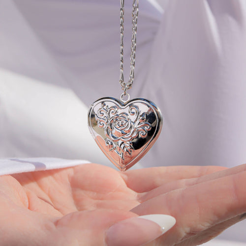 18K Gold PVD Stainless Steel Rose Heart Locket: Gold