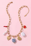 STAINLESS STEEL TARNISH FREE CHARM NECKLACE | 40NK373: GOLD