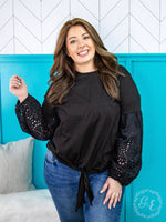 Treat Yourself Top with Front Tie, Black: Black / Small