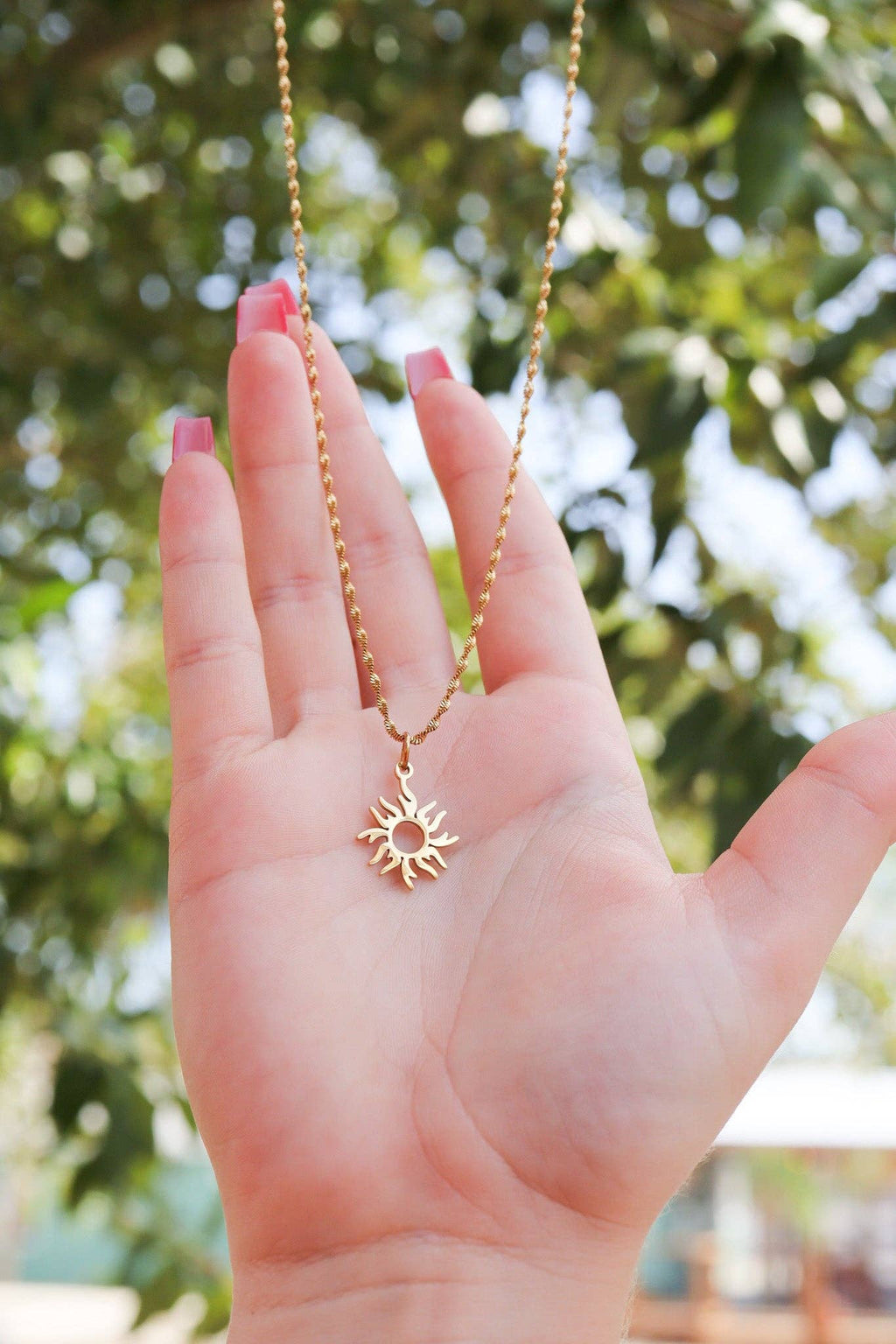 18K Gold PVD Stainless Steel Sunburst Charm: Gold