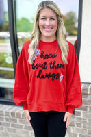 Fiery Red How Bout Them Dawgs Glitter Graphic Sweatshirt