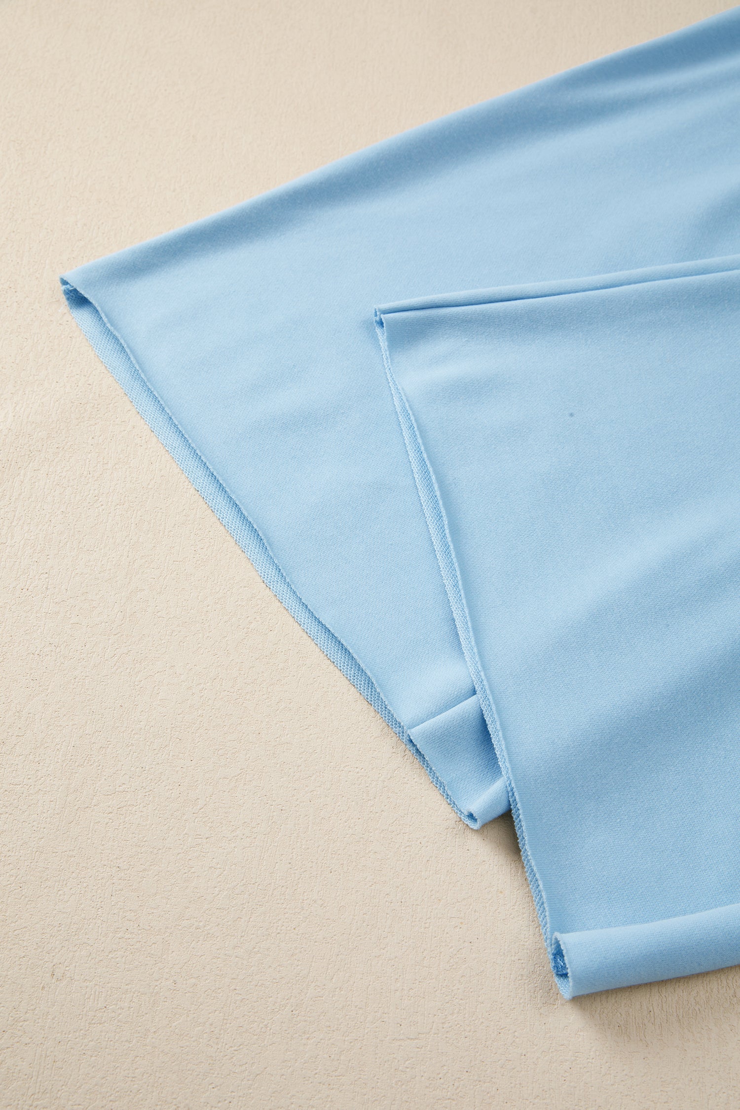 Mist Blue Loose Tee Drawstring Wide Leg Pants 2pcs Outfit