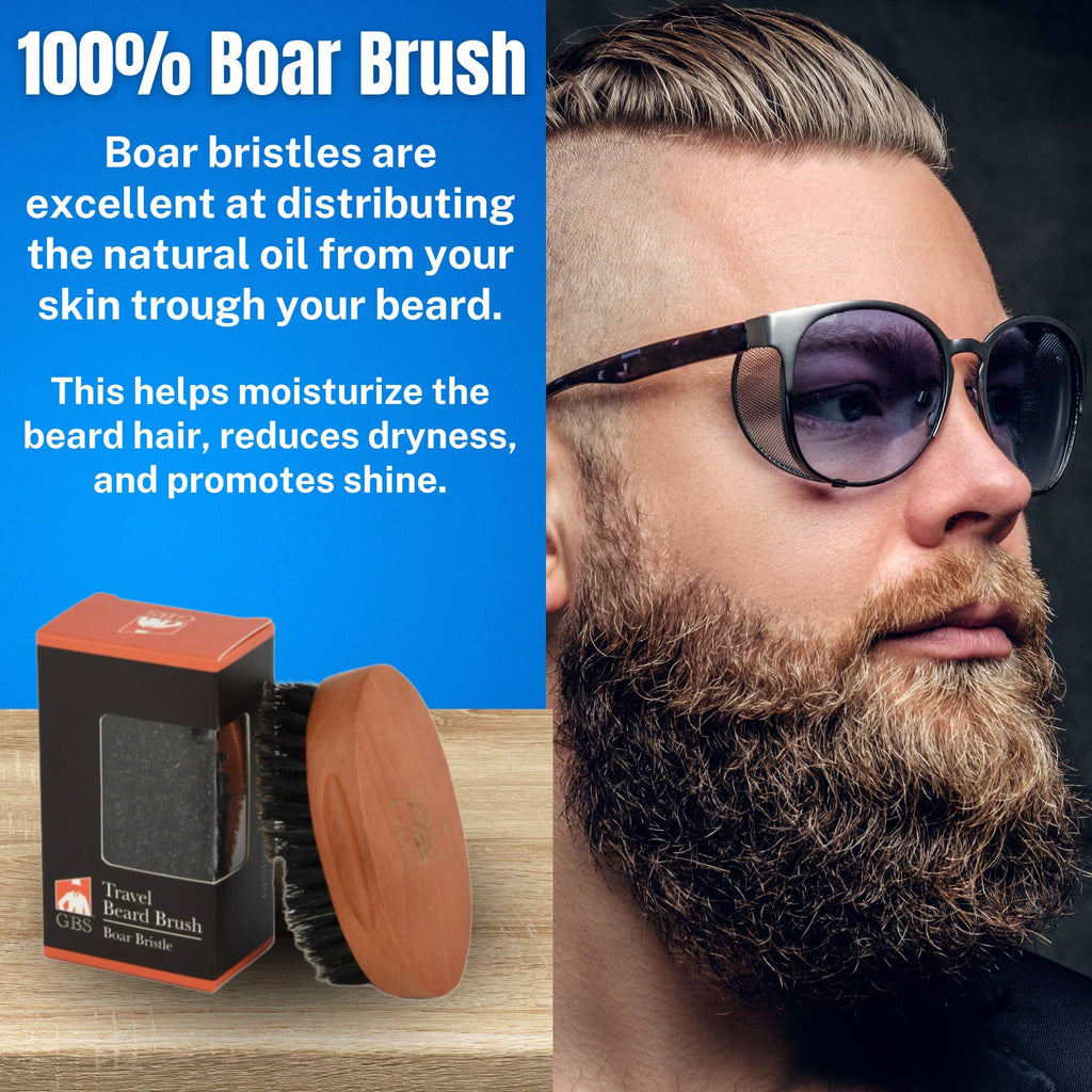 G.B.S Travel Sized 100% Boar Bristle Beard Brush