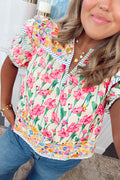 Pink Plus Size Floral Blouse