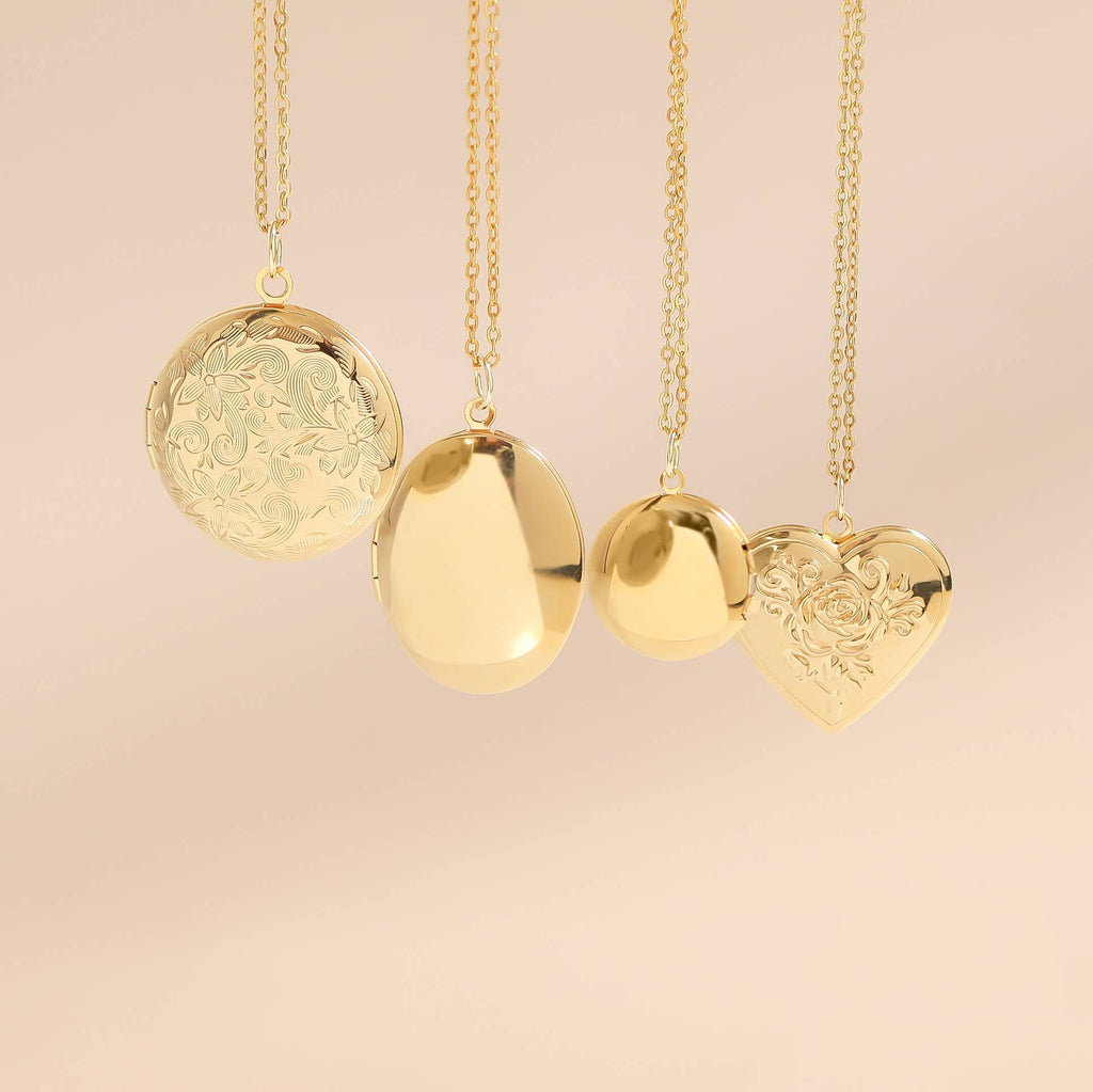 18K Gold PVD Stainless Steel Rose Heart Locket: Gold