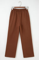 Coffee Leopard Drawstring Winter Fleece Pants