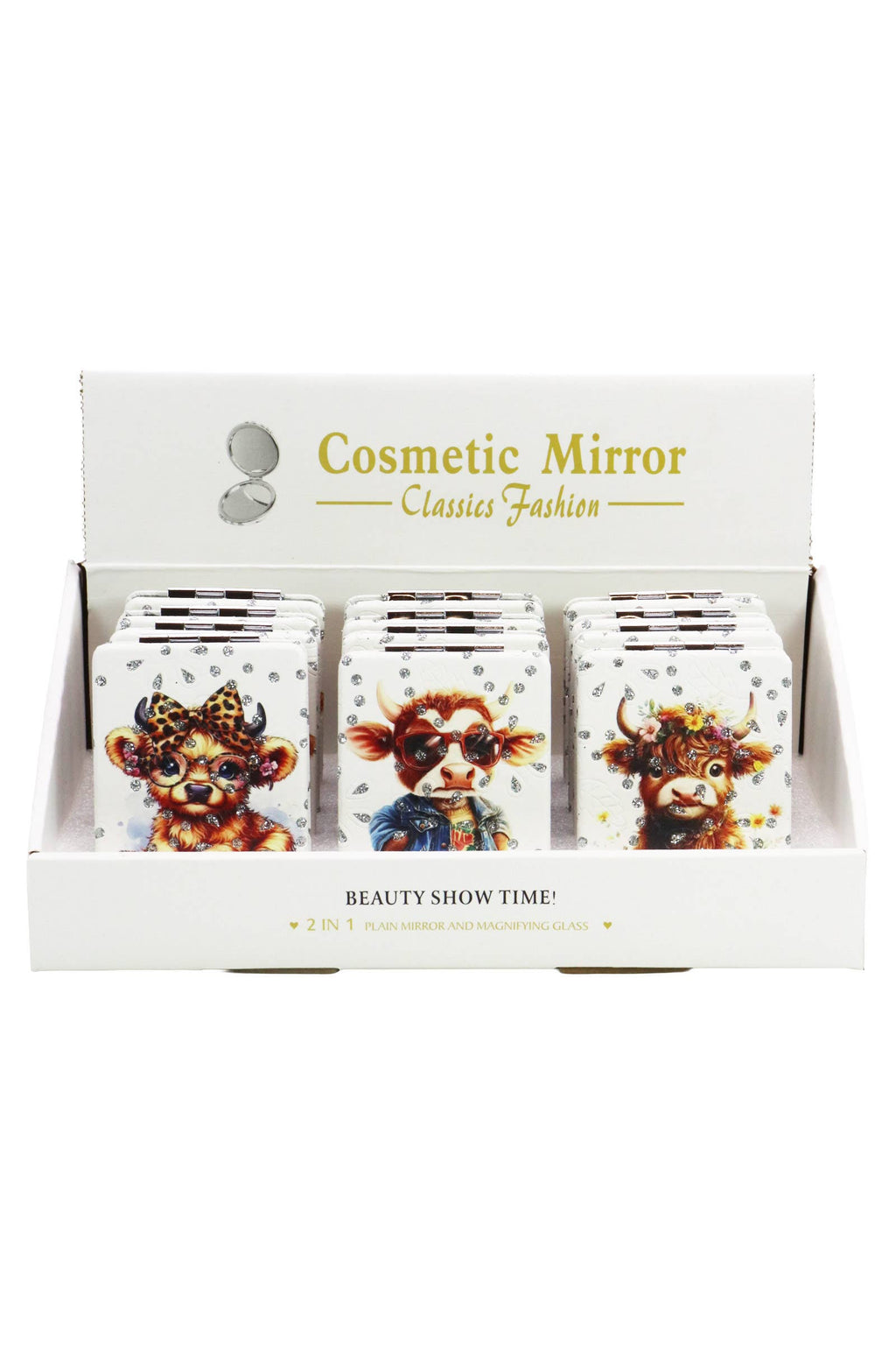 Baby Cow Glitter Rectangular Compact Mirror: Assorted / One Size