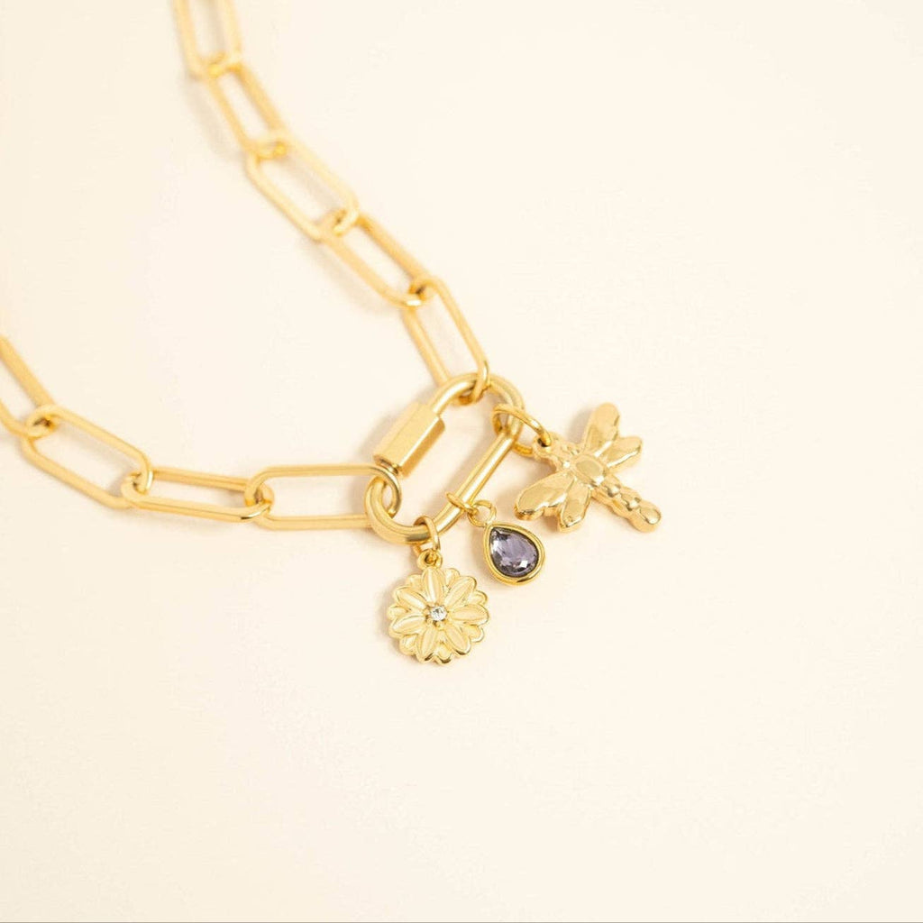 18K Gold PVD Teardrop Birthstone Charm: January