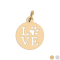 18K Gold PVD Stainless Steel Paw Print Love Charm: Stainless