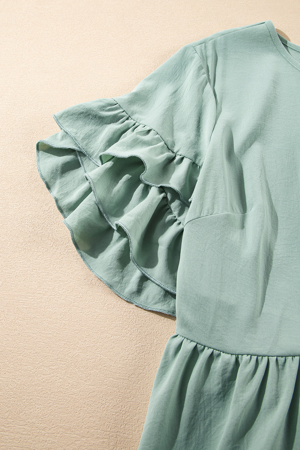 Grass Green Ruffle Flared Mini Dress