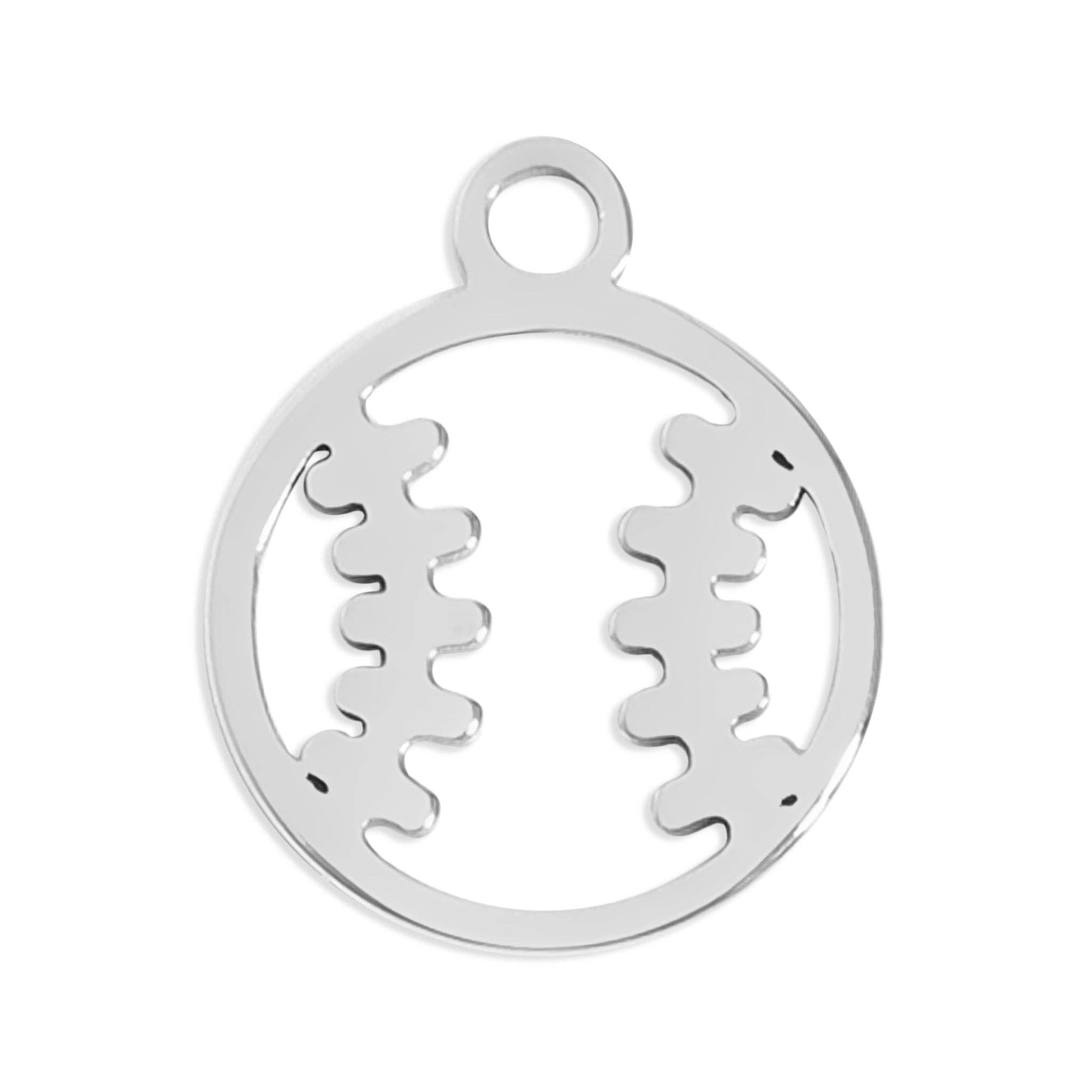 18K Gold PVD Stainless Steel Baseball Charm: Gold