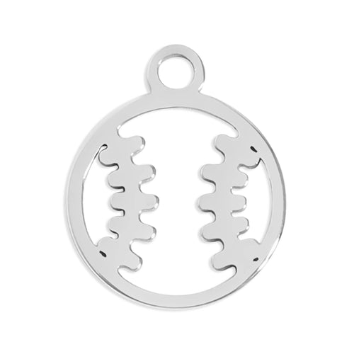 18K Gold PVD Stainless Steel Baseball Charm: Gold