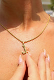 18K Gold PVD Coated Stainless Steel Sports Letter Pendant: D