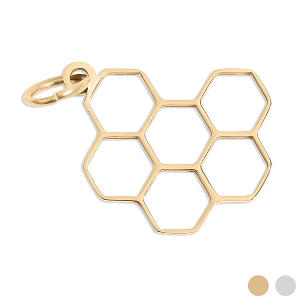 18K Gold PVD Stainless Steel Honeycomb Charm: Gold