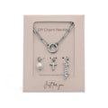 Gold Stainless Steel Faith Charm Holder Necklace Gift Set: Stainless