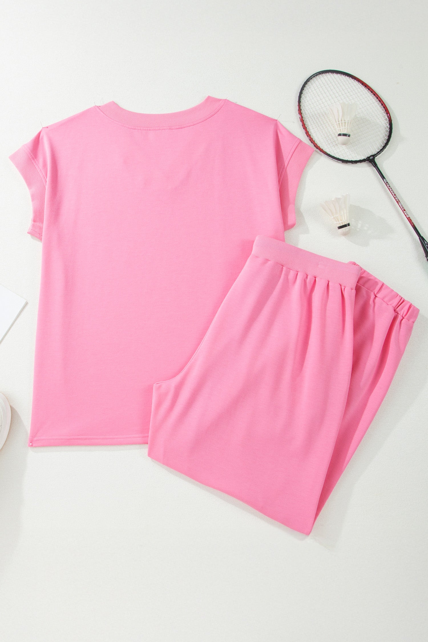 Sugar Solid V-Neck Tee and Drawstring Plus Size Pants Set