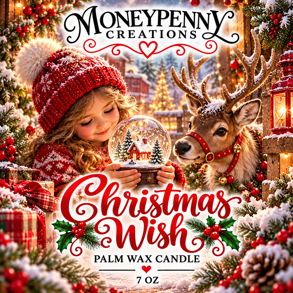 Christmas Wish Candle Moneypenny Creations Palm Wax Candle, 7oz
