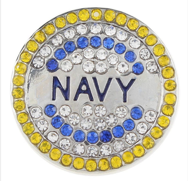 Navy Military Ginger Snap Compatible Snap Charm 18mml
