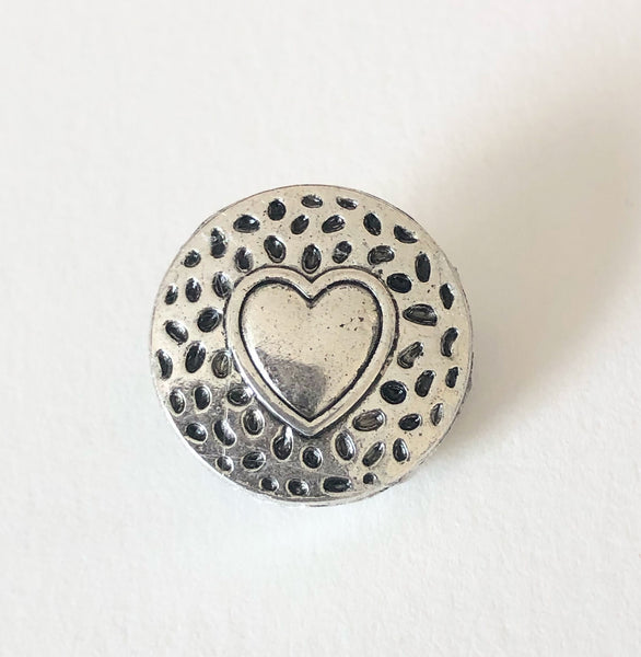 Silver Heart  Ginger Snap Compatible Snap Charm 18mm