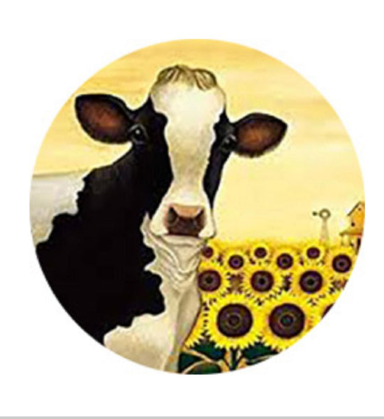 Cow Sunflower Ginger Snap Compatible Snap Charm 18mm