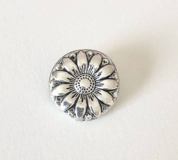 Silver Flower Ginger Snap Compatible Snap Charm 18mm