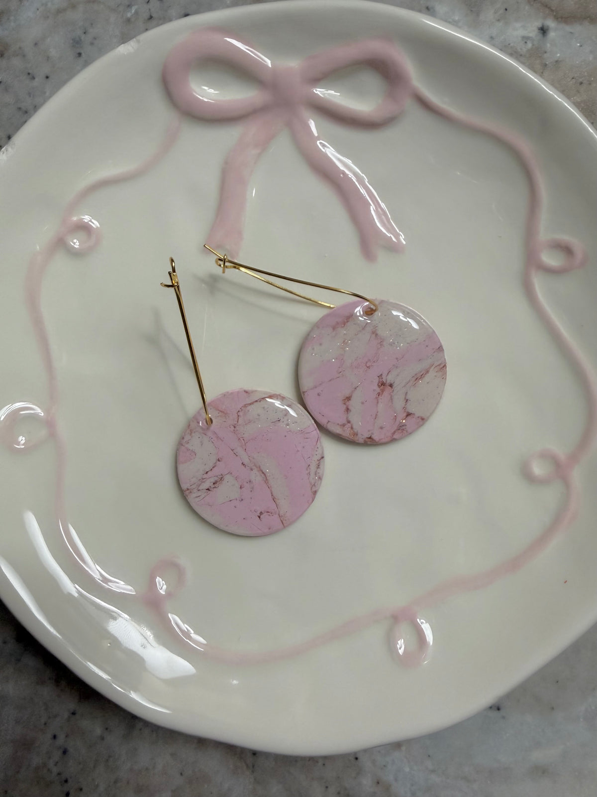 Pink and White Marble (Gold)  Handmade , Medium