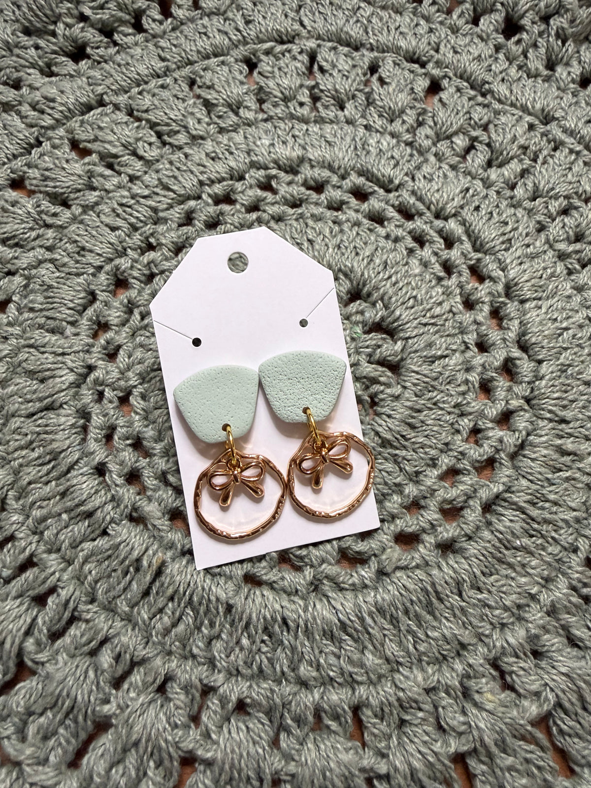 Sage Dangles with Bow Charm