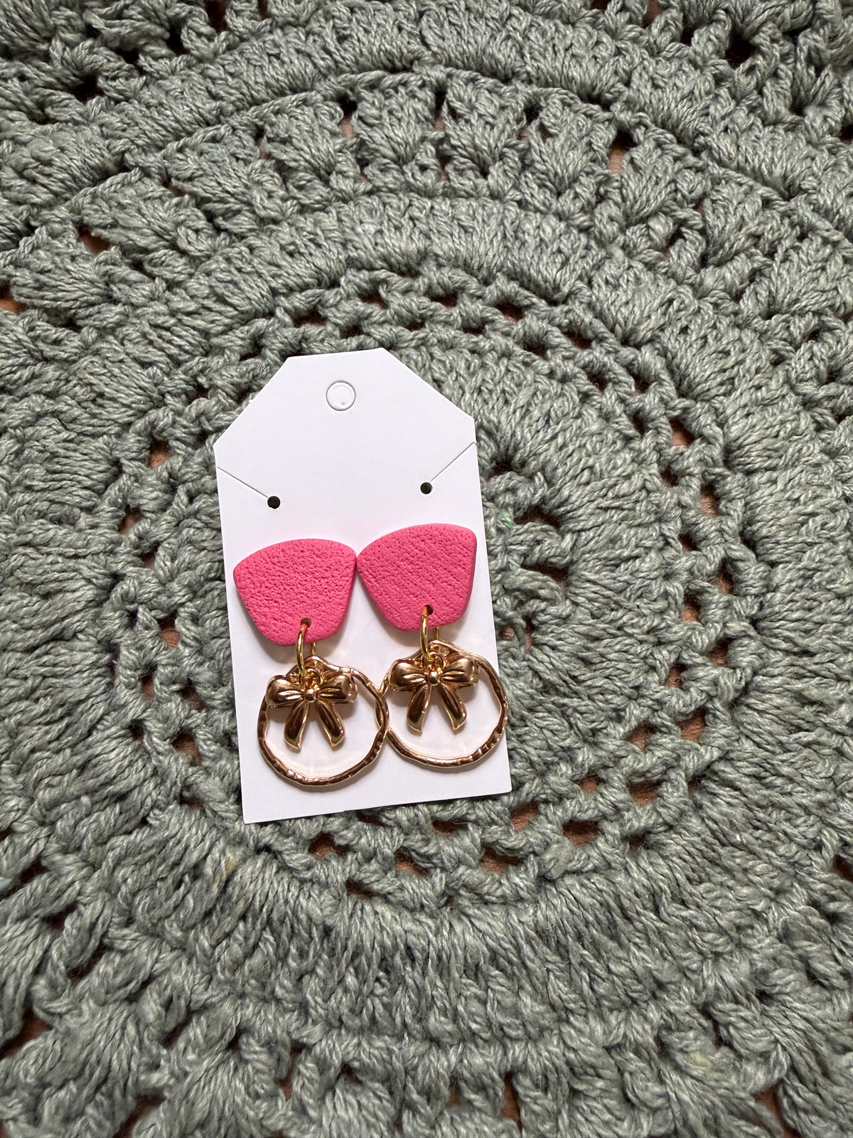 Pink Dangles with Bow Charm