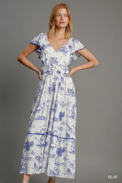 Blue and White Maxi Dress