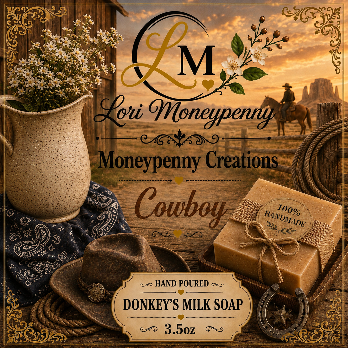 Cowboy Donkey's Milk Soap Moneypenny Creations Donkey's Milk Soap, 3.5oz
