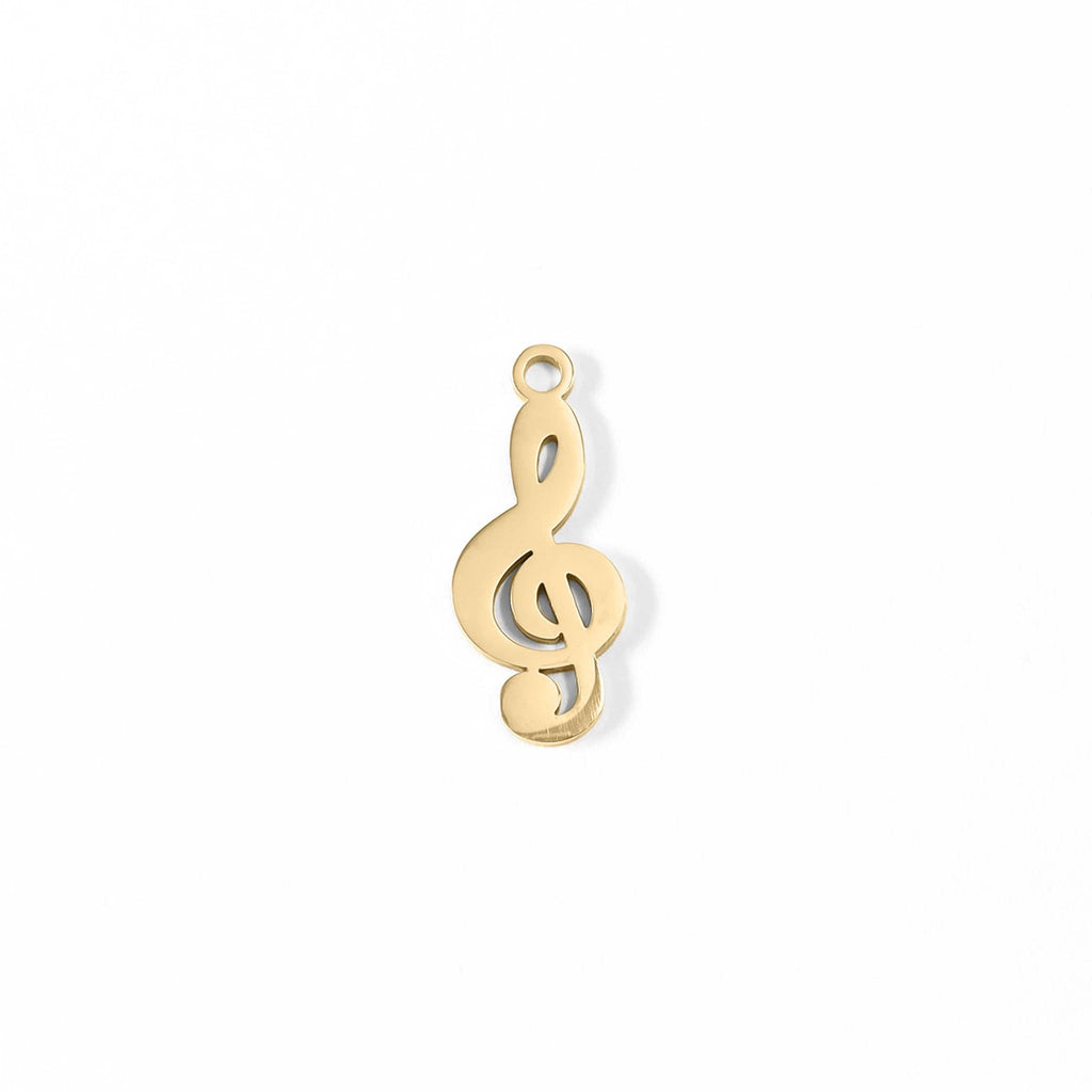 18K Gold PVD Stainless Steel Treble Clef Music Charm / PDL0077: Stainless