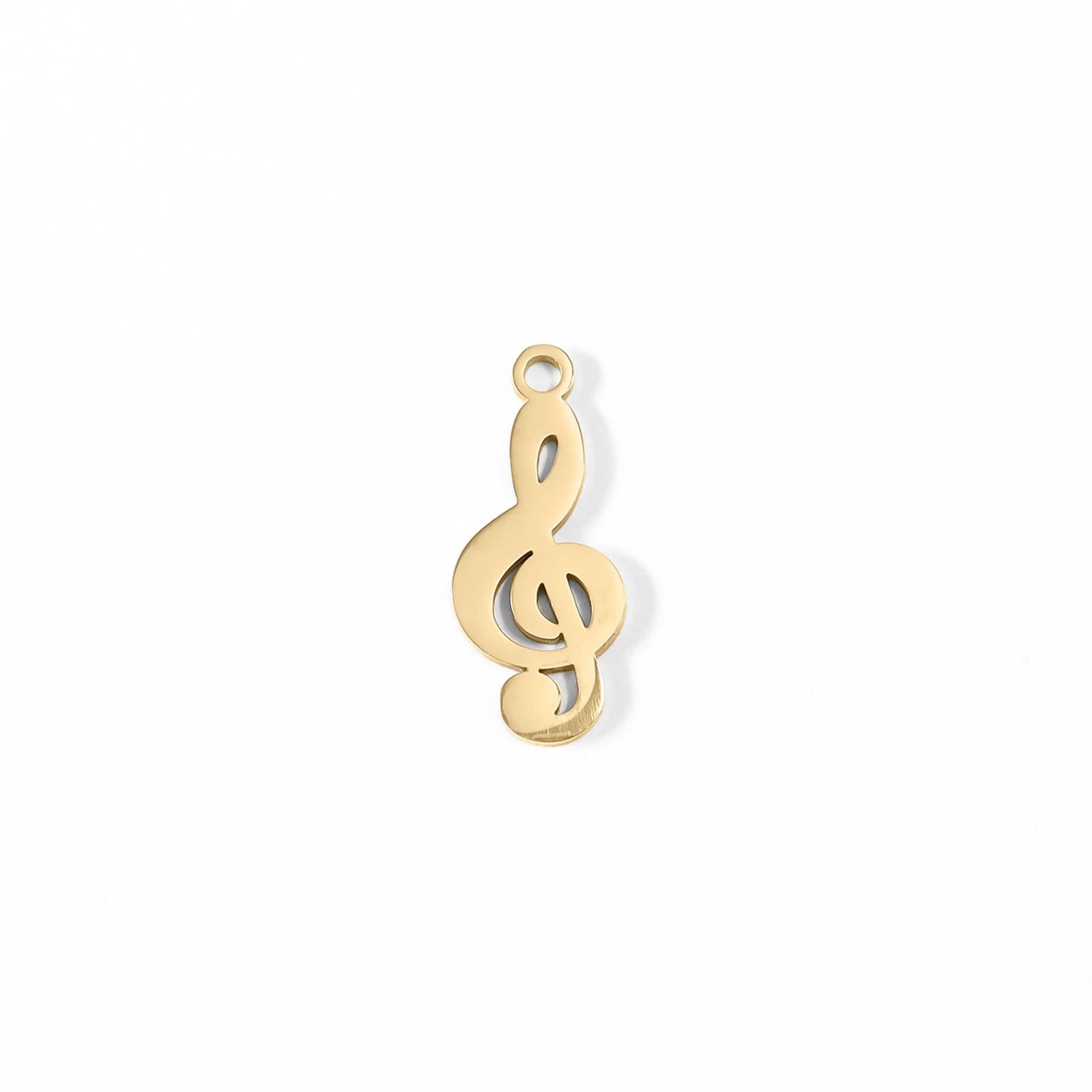 18K Gold PVD Stainless Steel Treble Clef Music Charm / PDL0077: Stainless