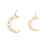 18K Gold PVD Stainless Steel Pearl Beaded Moon Charm: Gold / 15mm